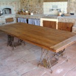 Tavolo legno vecchio + basi singer-1